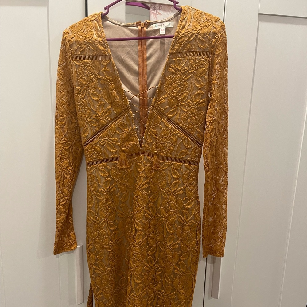 Beautiful mustard colored lace dress